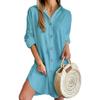 Spring and Autumn Women's Casual Long Sleeve Lapel Button Down Shirt Dress