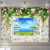 Beautiful Beach Scenery Window Painting Tapestry Wall Hanging Art Background Home Decor Aesthetics Outdoor Garden Poster