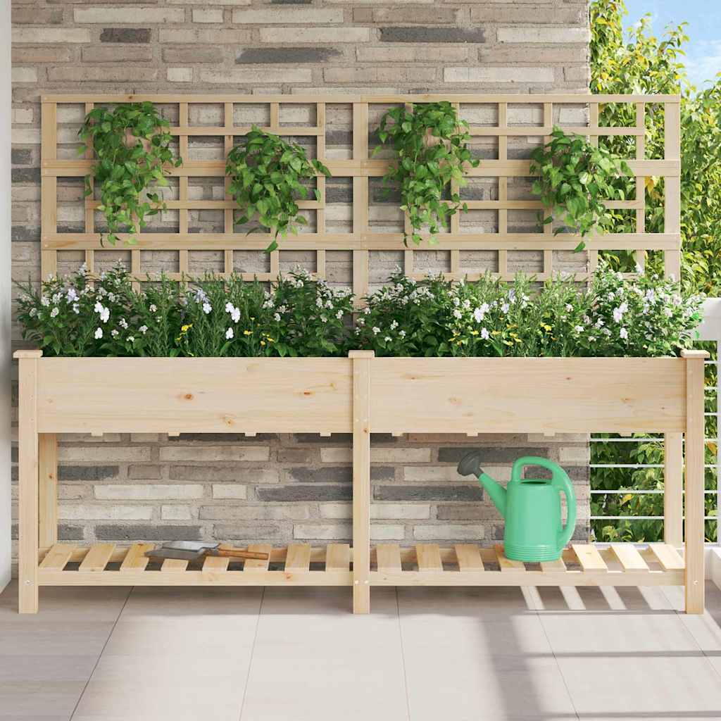 Garden Planter with Shelf Beige 203.5 x 54 x 152.5 cm