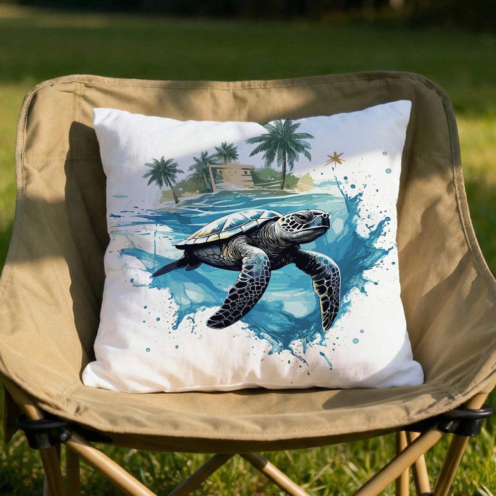 Watercolor Sea Turtle Cushion Cover Soft Reversible Durable Pillow Cover MultiScene Use for Home Car Daily Comfort