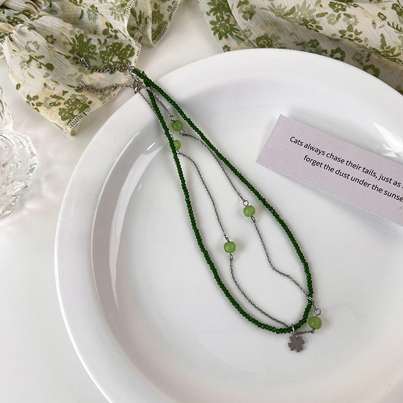 Свежий зеленый галстук, коллекция ожерелья ручной работы из бисера, цепочка на ключицу, дизайн, ниша, колье, ожерелье