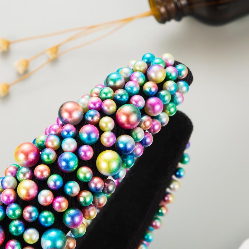 Женская повязка для волос, универсальная повязка на голову с жемчужной губкой и широкими краями, элегантный головной убор с высокой заколкой на голову