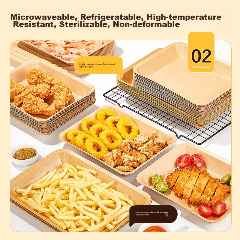 SHUANG YU Biodegradable Disposable Plates, 750ml*20 Pieces, Kraft Paper Plates for Barbecue, Dining, Snacks And Fruits