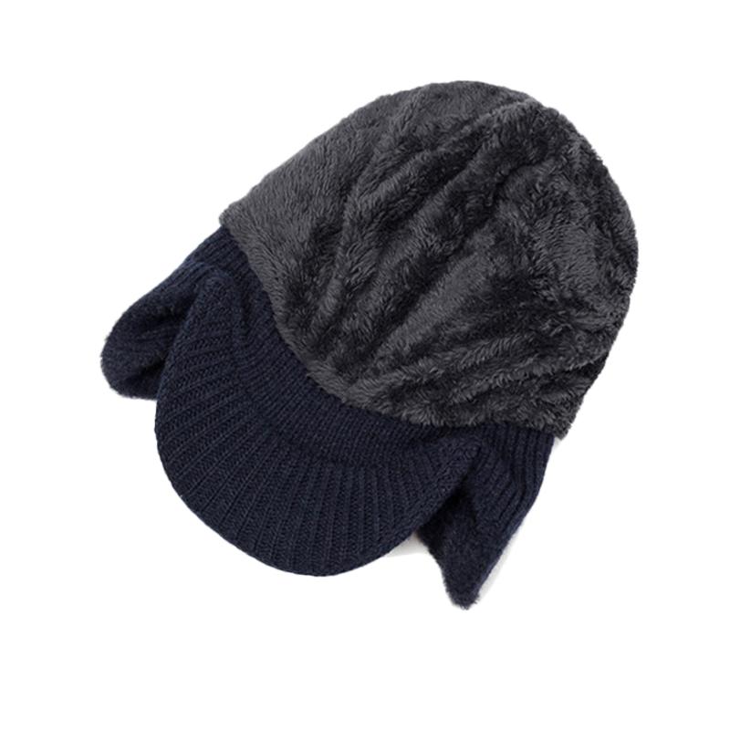 Мужская зимняя теплая вязаная шерстяная шапка для пап среднего и пожилого возраста, бархатная защитная шапка для ушей