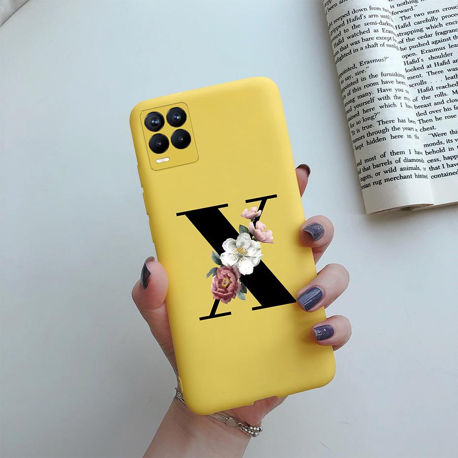 For Realme 8 Pro Case Silicon Soft Letter Monogram Flowers Phone back cover For Oppo Realme8 4G RMX3085 Realme 8 Pro Bumper Case