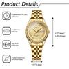 Stylish Women's Stainless Steel Gold Watch: Luminous Analog Display, Calendar, Day Display, 3ATM Water Resistance, Quartz Movement, Couple's Watch,
