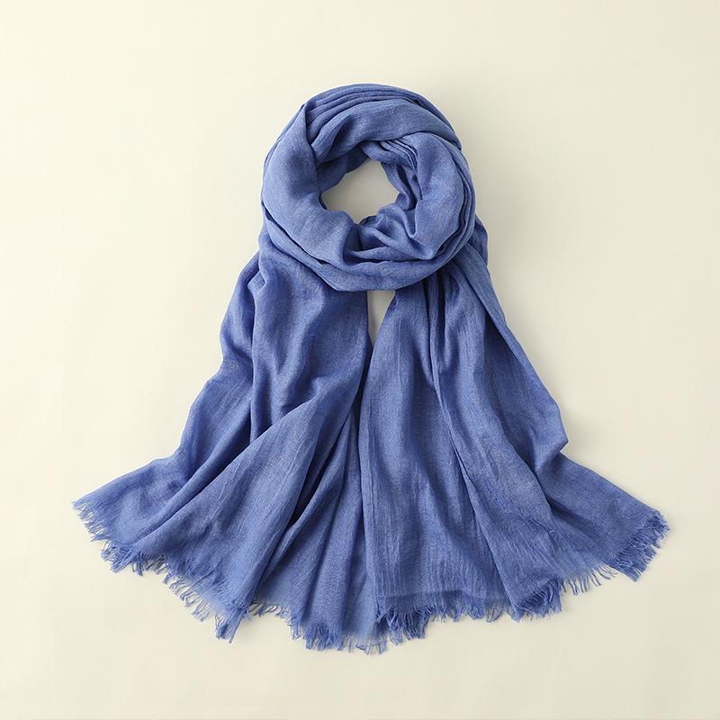 Spring And Summer Silk Scarves Women'S Fashion Sunscreen Sunshade Beach Large Long Scarves Solid Color Cotton And Linen Silk Scarves Scarves