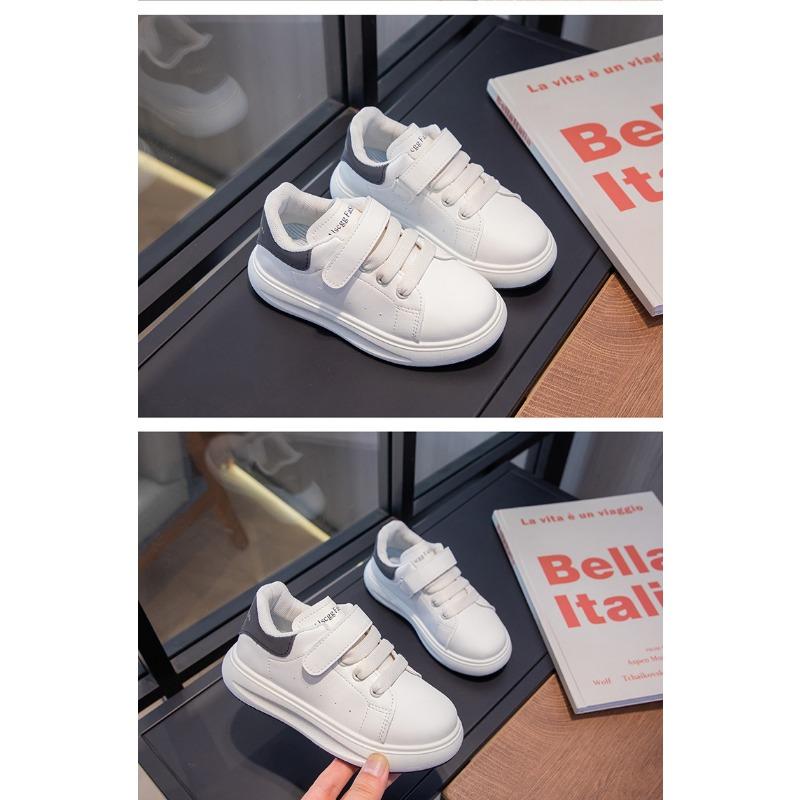 Повседневная детская обувь для девочек, осенняя кожаная обувь для мальчиков, новые детские туфли на липучках белого цвета