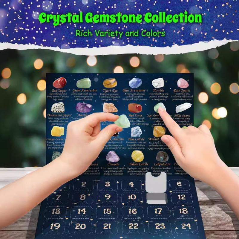 Christmas Mineral Stone Blind Box, Kids Mystery Rock Digging Exploration Kit, Natural Gemstone Art Ornament Desktop Decor