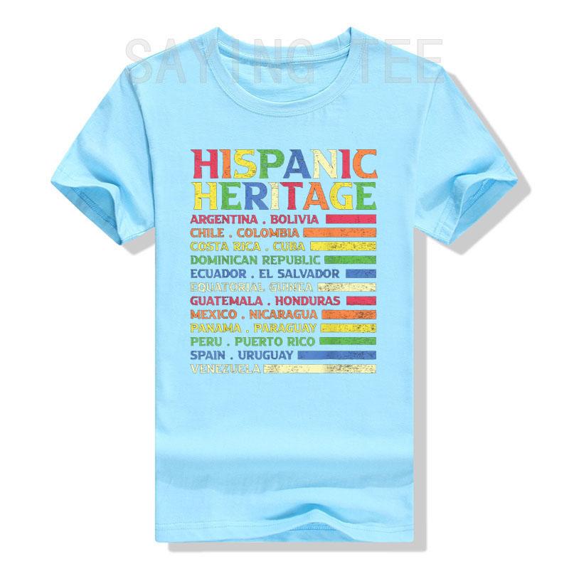Hispanic Heritage Month National Latino Countries Flag T-Shirt Letters Printed Graphic Tee Top La Herencia Hispana Women Clothes
