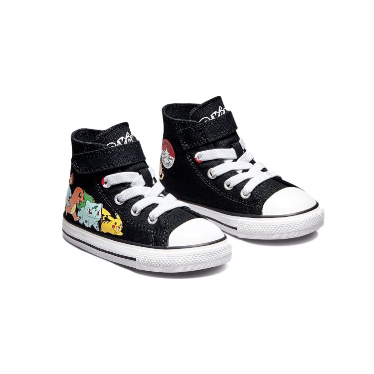 Pokemon x Converse Chuck Taylor All Star High TD Кроссовки для малышей First Partners Черный Мульти Белый A01229C