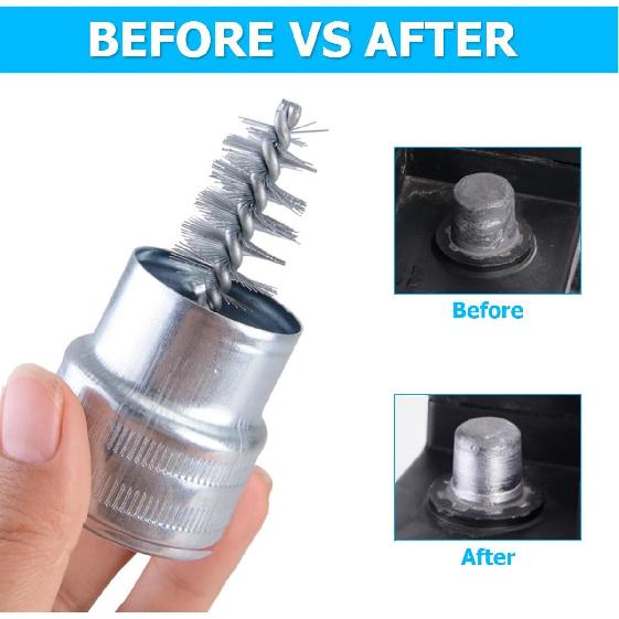 Mandark 2PCS Car Battery Terminal Cleaning Brush, Metal Vehicle Battery Post Cleaner Bristle Tool, Derusting Auto Battery Washer Brush Accessories,