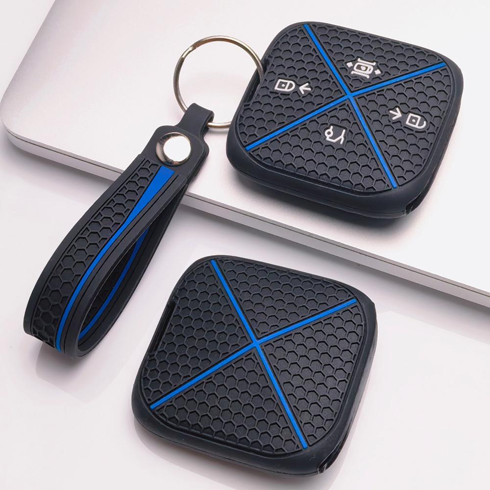 Silicone Smart Key Cover for Zeekr Zeekr 001 Zeekr 009 Zeekr X Zeekr 007 with Keychain Honeycomb Texture Non Slip Grip Remote Key Case Protector