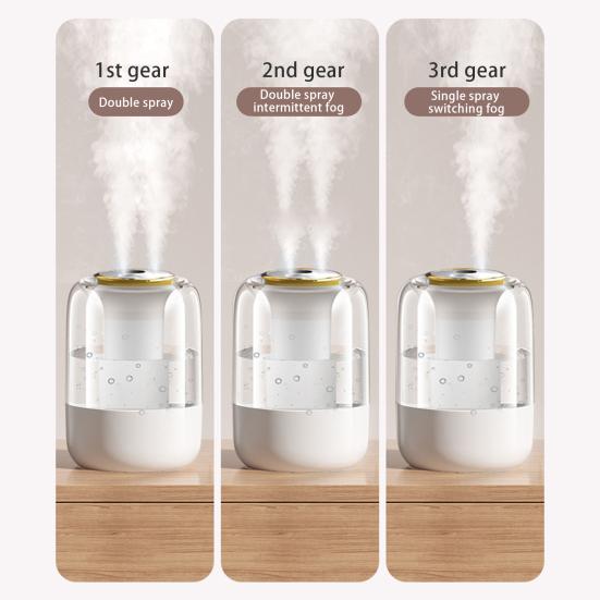 Увлажнитель воздуха с цветной подсветкой, светодиодный дисплей влажности, две насадки, USB, увлажнитель с холодным паром, тихий домашний офис, спальня, диффузор эфирных масел