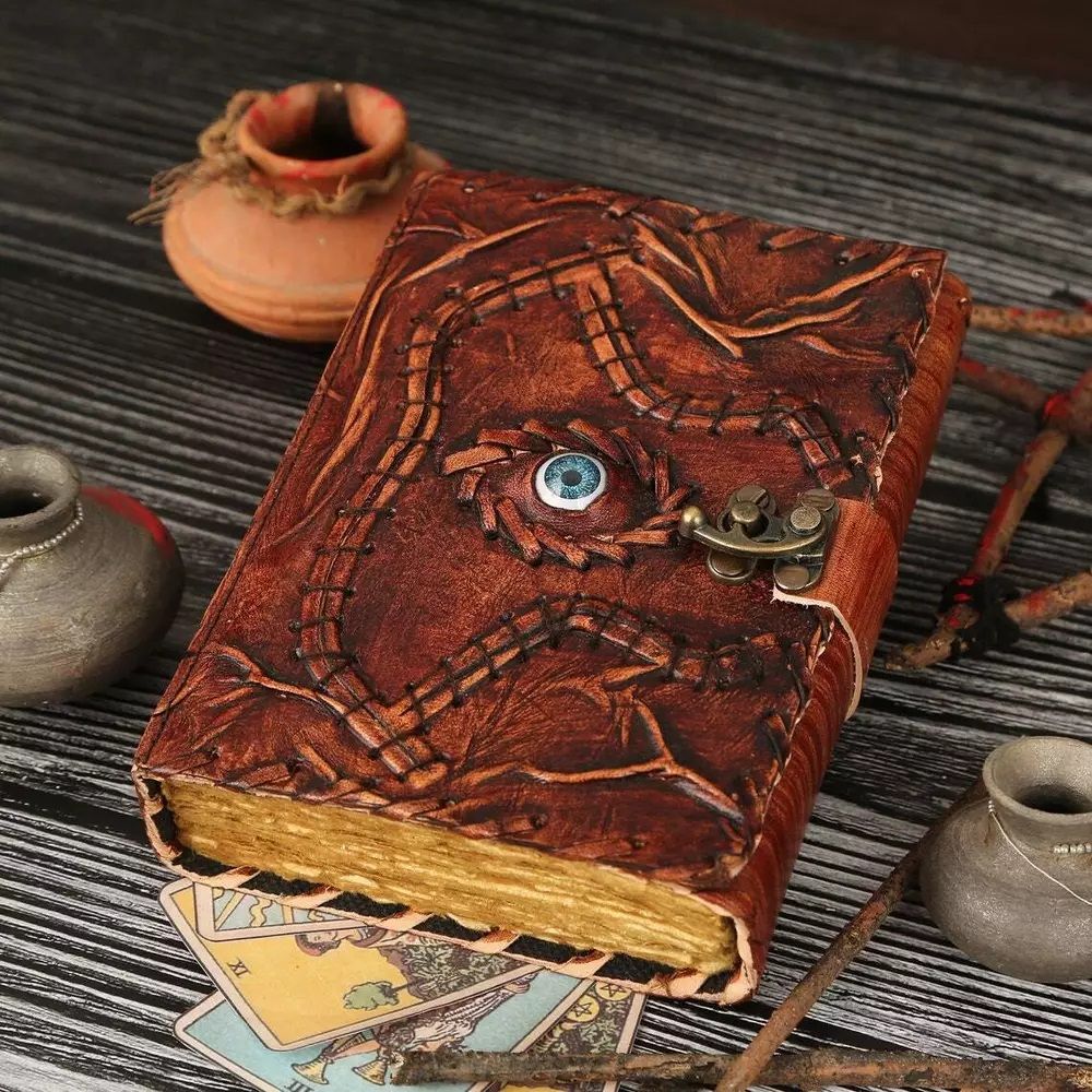 Hocus Pocus Leather Book of Spell Vintage Leather Journal Deckle Edge Paper