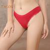 Women's Ribbed Cotton Underwear Lace Trim Low Waist Briefs Soft Stretchy Bikini Panties Seamless Underpants for Daily Wear