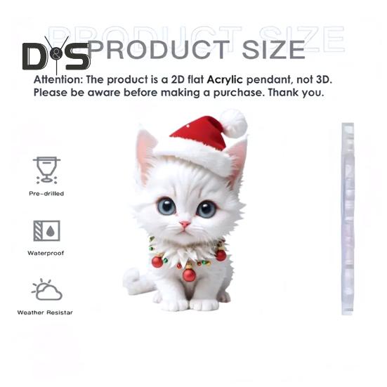 Подвеска в виде котенка со шляпой, подвесное украшение для зеркала заднего вида автомобиля, акриловое мультяшное украшение для салона автомобиля, рождественский подарок