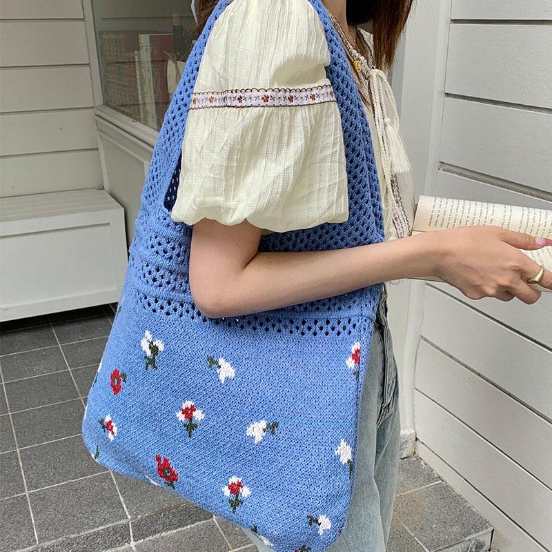 Vintage Knit Bag Large Capacity Tote Bag Woven Bag Handbag for Women