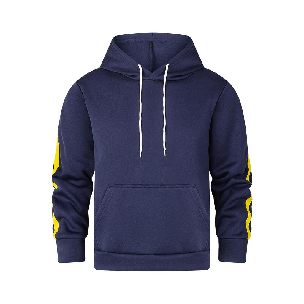 Casual Hoodie with Side Stripe Decoration - Adjustable Drawstring, Kangaroo Pocket, Soft Fabric, Suitable for Daily Urban Casual Wear