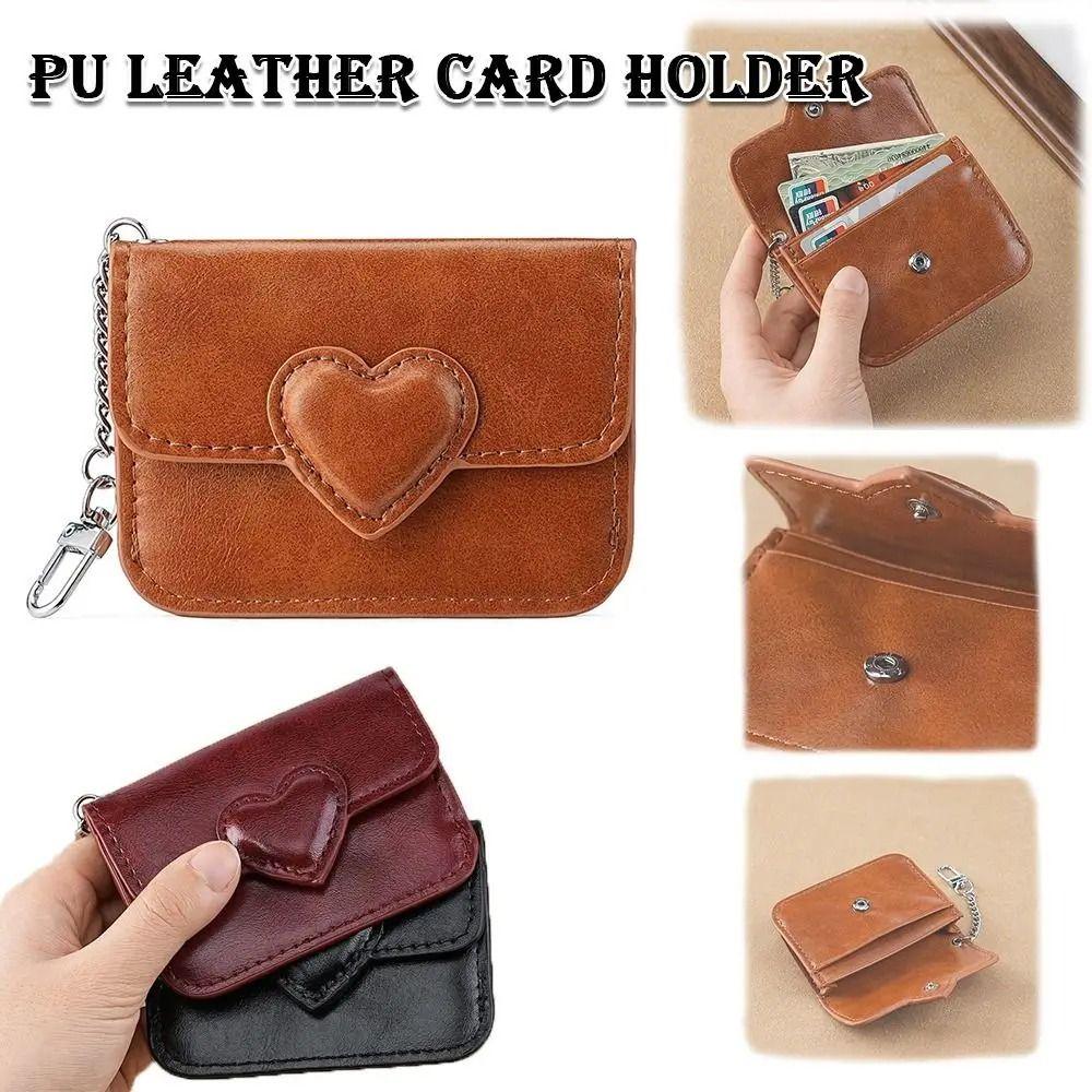Heart Shaped Car Key Chain PU Leather Small Wallet Purse Card Holder Women