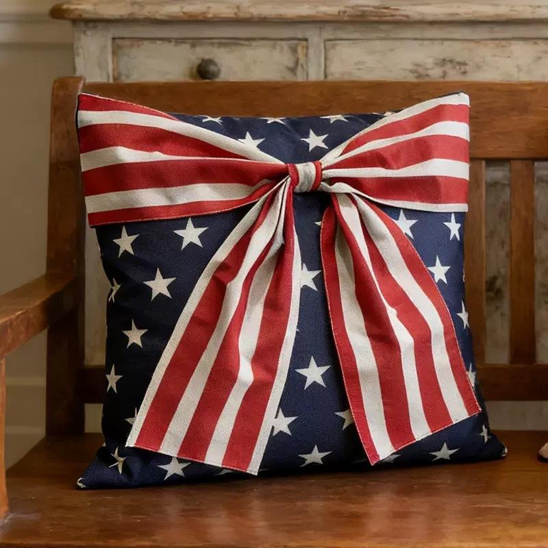 American Independence Day chair cover, digital printed bow dining chair cover, pillow cover, table flag, American style, five pointed star