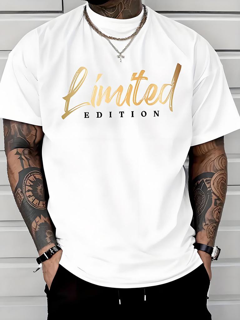 Mens 100 Cotton Loose Shortsleeve Tshirt Vintage Letter Print Design Relaxed Fit Street Casual Tshirt