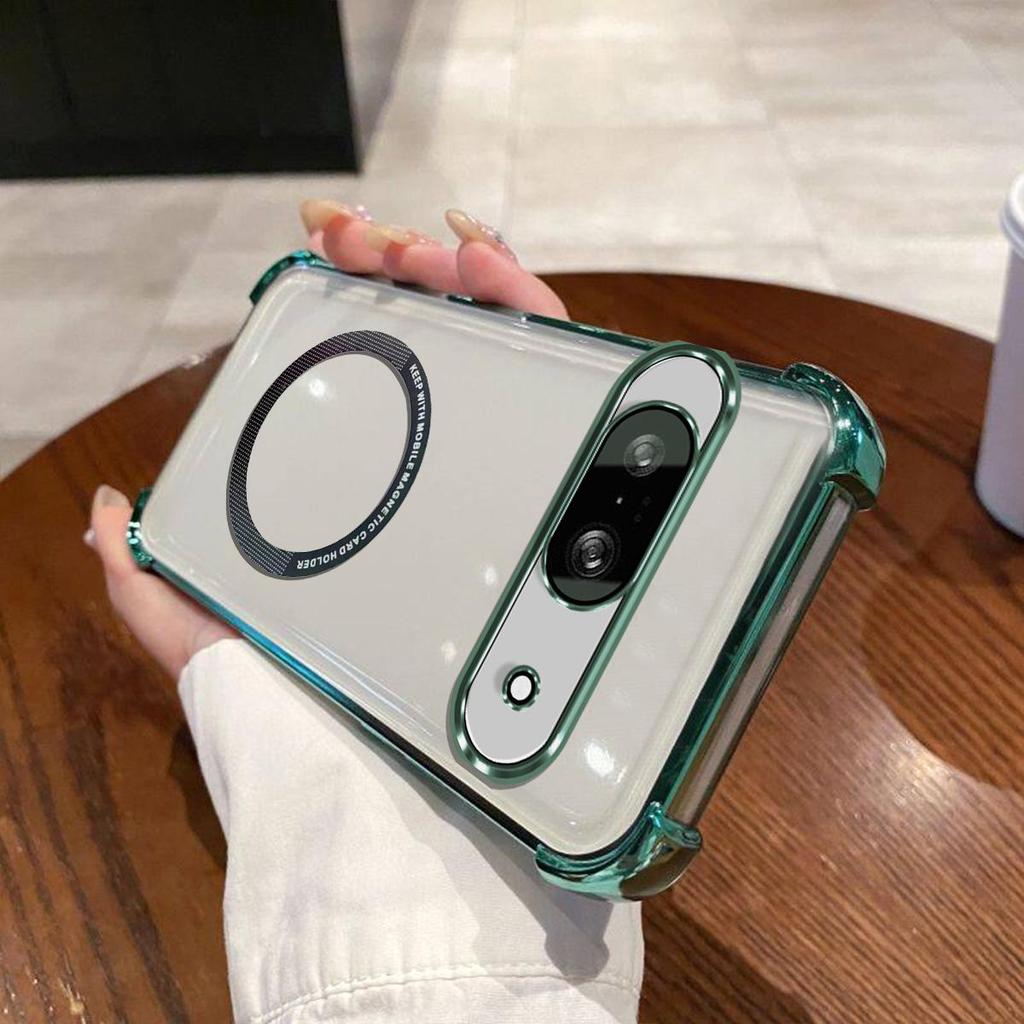 Чехол для Google Pixel 8A Прозрачный Магнитный Корпус Гальванизированная Рамка для Линз Чехол для Телефона