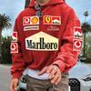 Mens Casual Hooded Sweatshirt Long Sleeve Pullover Cartoon Print Loose Fit Youth Streetwear