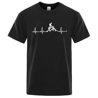 Футболка Mountain Bike Heartbeat Funny Mtb Dirt Bike, повседневные топы в стиле хип-хоп, летняя уличная футболка, свободный размер, хлопок, короткий рукав