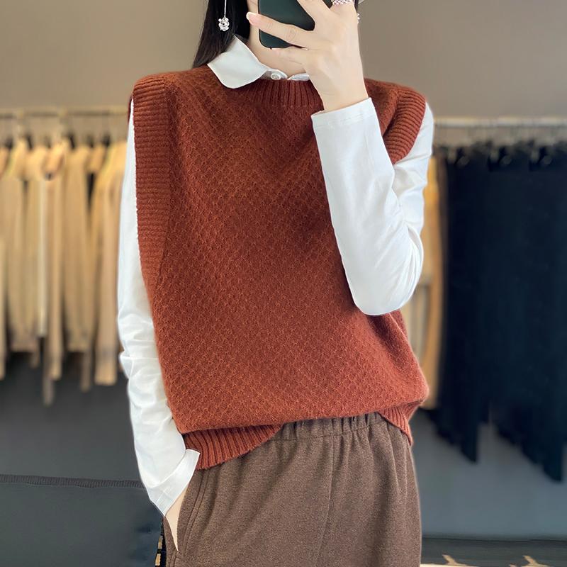 Женский кашемировый жилет Qinghe Cashmere 30% кашемир 70% шерсть Женский осенне-зимний кашемировый жилет мягкий и теплый
