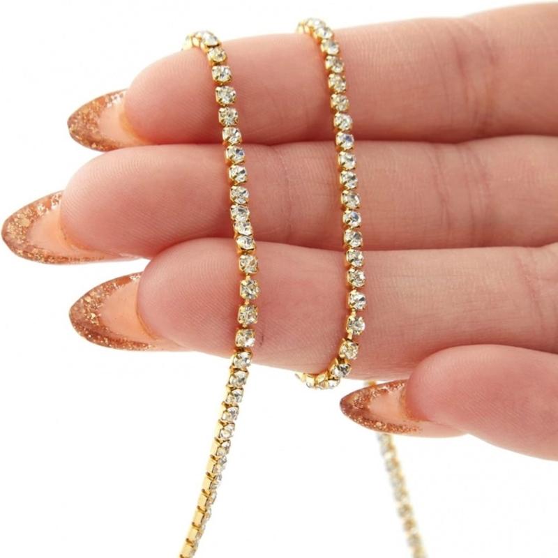 Стразы Ближняя Цепь Пришивные Стеклянные Стразы Отделка Цепь из Страз Цепь из Страз в Чашках для DIY Ремесленных Украшений