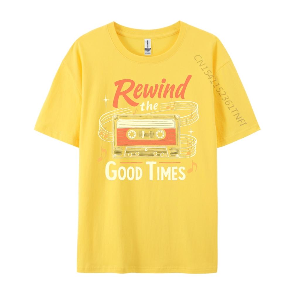 Rewind The Good Times Cassette Tape Black Shirt Graphic Tees T-Shirts Character