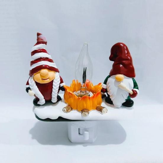 Christmas Campfire Flickering Night Light 3D LED Small Electric Light with Faux Flicker Flame for Holiday Indoor Decorations