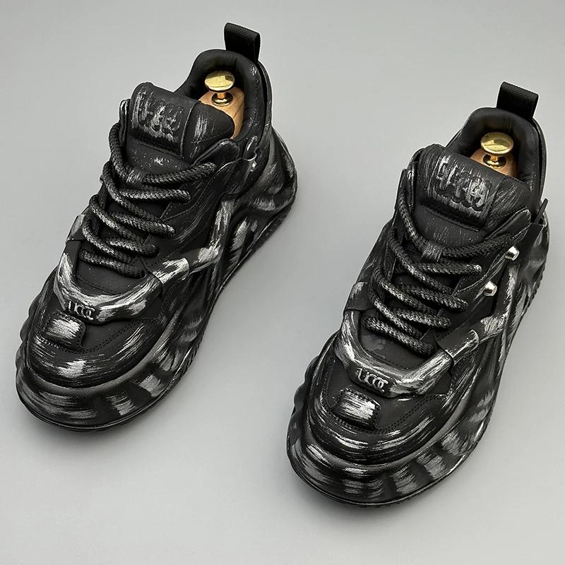 Модные мужские туфли из кожи для мужчин, мужские кроссовки, обувь для мужчин, роскошные дизайнерские мокасины на платформе для мужчин, кожаные мужские туфли