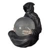 Halloween Crystal Ball Decoration Reaper Statue Gothic Spooky Sculpture with Light-Up Ball Halloween Statue Ornament