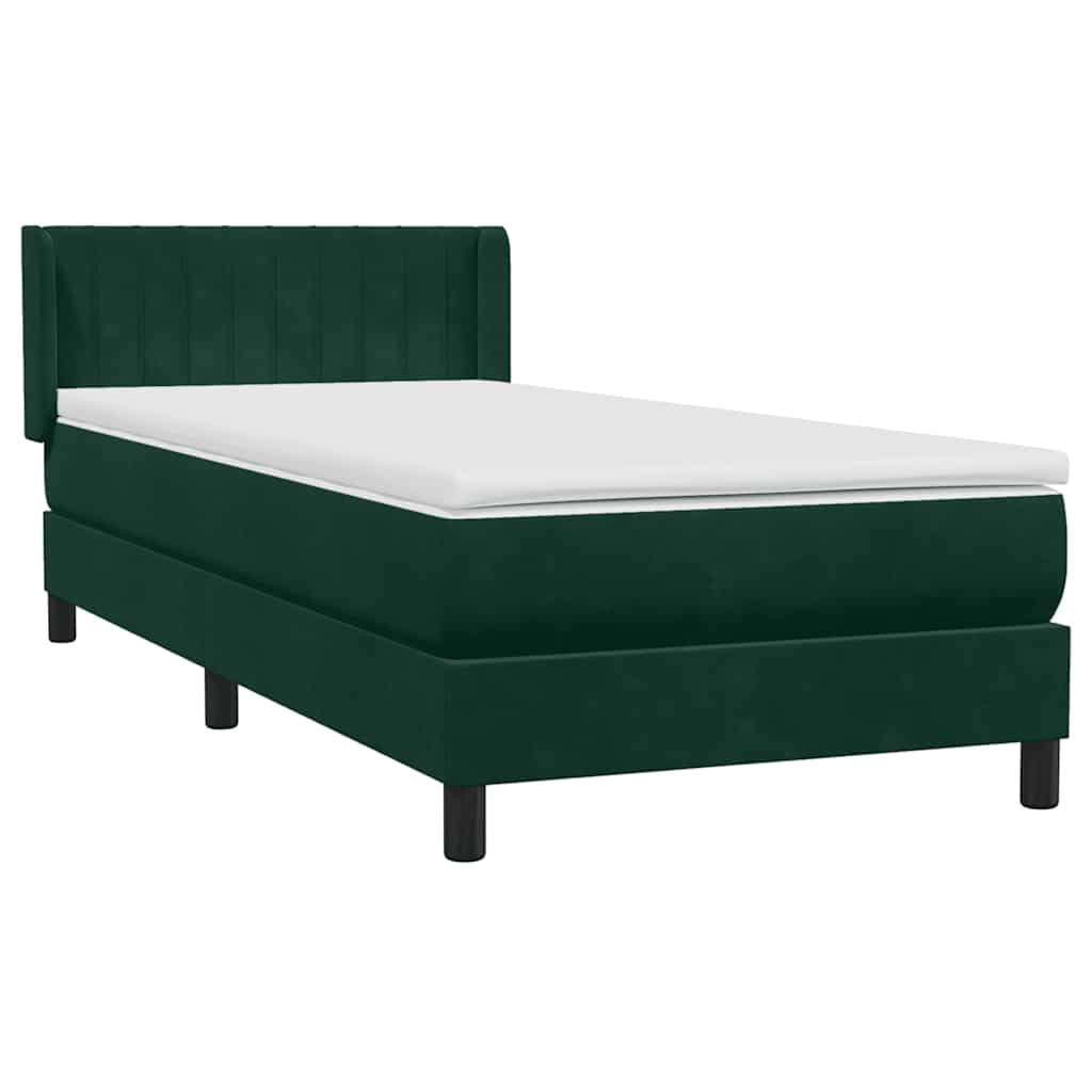 Box Spring Bed with Mattress Dark Green 80 x 220 cm Velvet