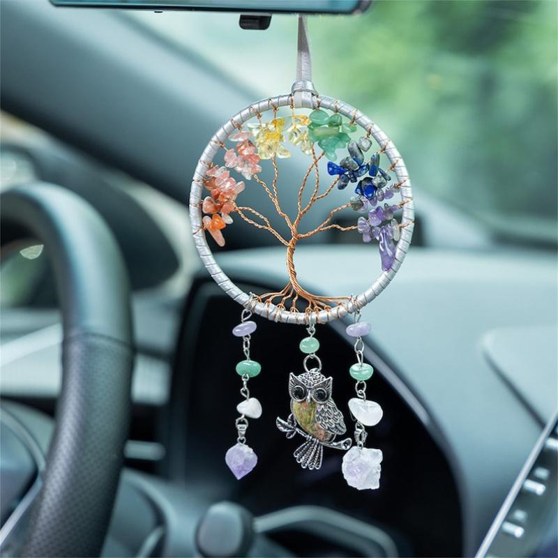 Tree of Life Dream Catchers for Car with Crystal, Gemstone Suncatcher Hanging Is Personalized Home Decor/room Decor