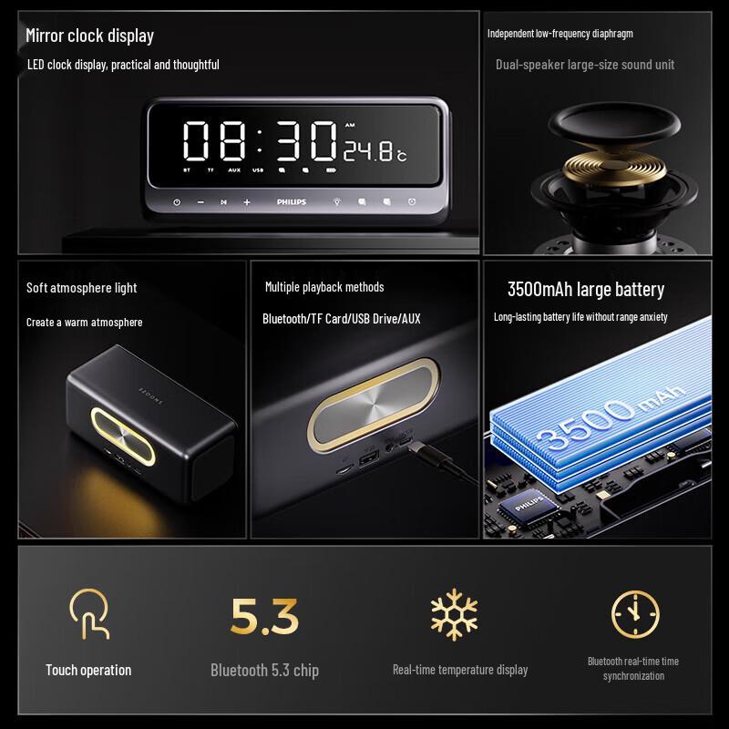 Philips TAS3609 Bluetooth Alarm Clock Speaker