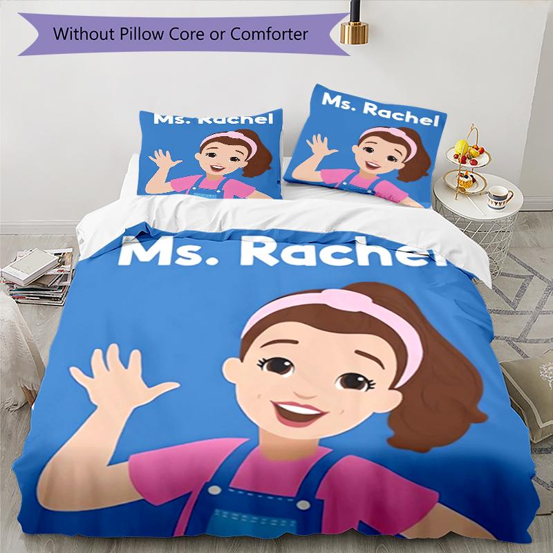 3pcs Ms. Rachel Educational Adventures pattern bedding set duvet cover set includes duvet cover &pillowcases, perfect all season bedroom decoration &