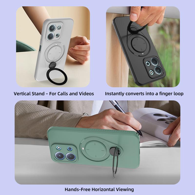 Магнитный чехол-подставка с вращением на 360° для Redmi 15C 4G 5G Redmi 15 Note 15 Защитный чехол-броня с защитой от ударов, поддерживает беспроводную зарядку