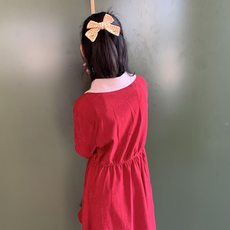 Вышитые заколки-бантики с вишнями для девочек - Академический стиль осени и зимы