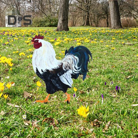 Металлический колышек для сада в виде петуха, устойчивый к погодным условиям, прочный, для наружного использования, патио, двора, газона, реалистичный, железный колышек для петуха, украшение