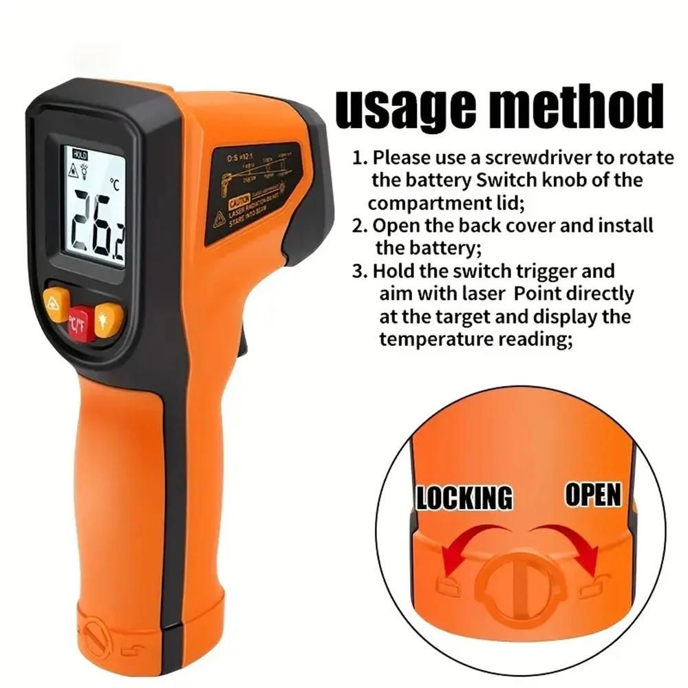 1PC Infrared Thermometer Temperature Gun, Non Contact IR Digital Food Temperature ‑50~400℃ Laser Target Indicator with Backlit