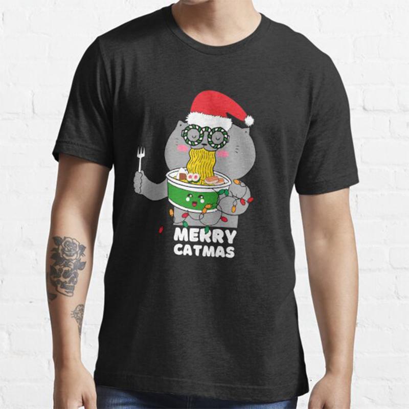 Плюс размер S-3XL Винтаж Merry Catmas принтованная футболка мужские топы модная одежда футболки