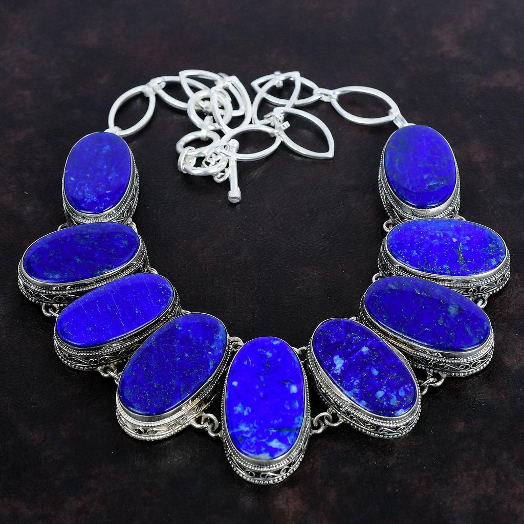 Ожерелье с драгоценным камнем лазурит винтажные украшения ожерелье из стерлингового серебра 925 пробы регулируемое ожерелье-цепочка ручной работы ювелирные изделия в стиле бохо подарок на годовщину