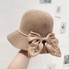 Women's Hat Summer Beach Tourism Vacation Pearl Bow Straw Hat Sunscreen Sun Hat Elegant Sunshade Hat