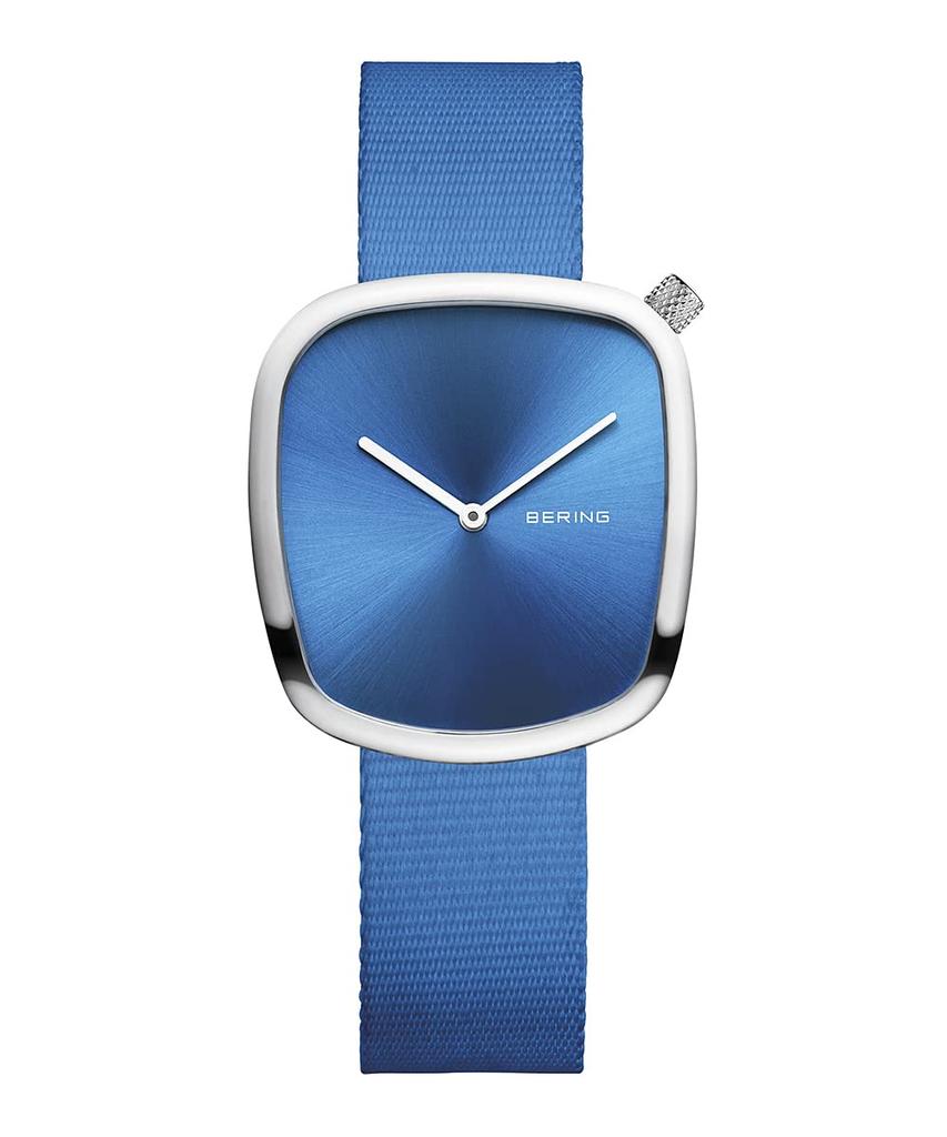 BERING Pebble 18034-308 унисекс часы синий сетчатый ремешок из нержавеющей стали сапфировое стекло