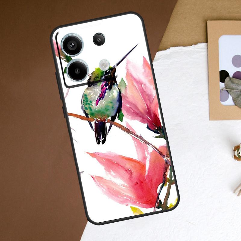 Чехол с колибри и цветами для Xiaomi Redmi Note 13 11 9 10 12 Pro Plus 9S 10S 11S 12S Redmi 13C 9C 10C 12C
