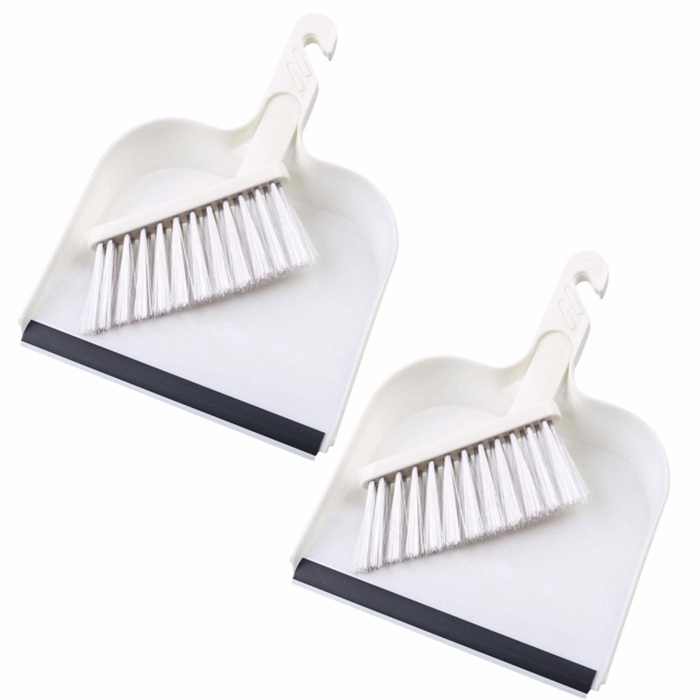 2pcs Plastic Desktop Sweeping Tool Lightweight Dustpan Brush Kit Portable Mini Broom Set Home