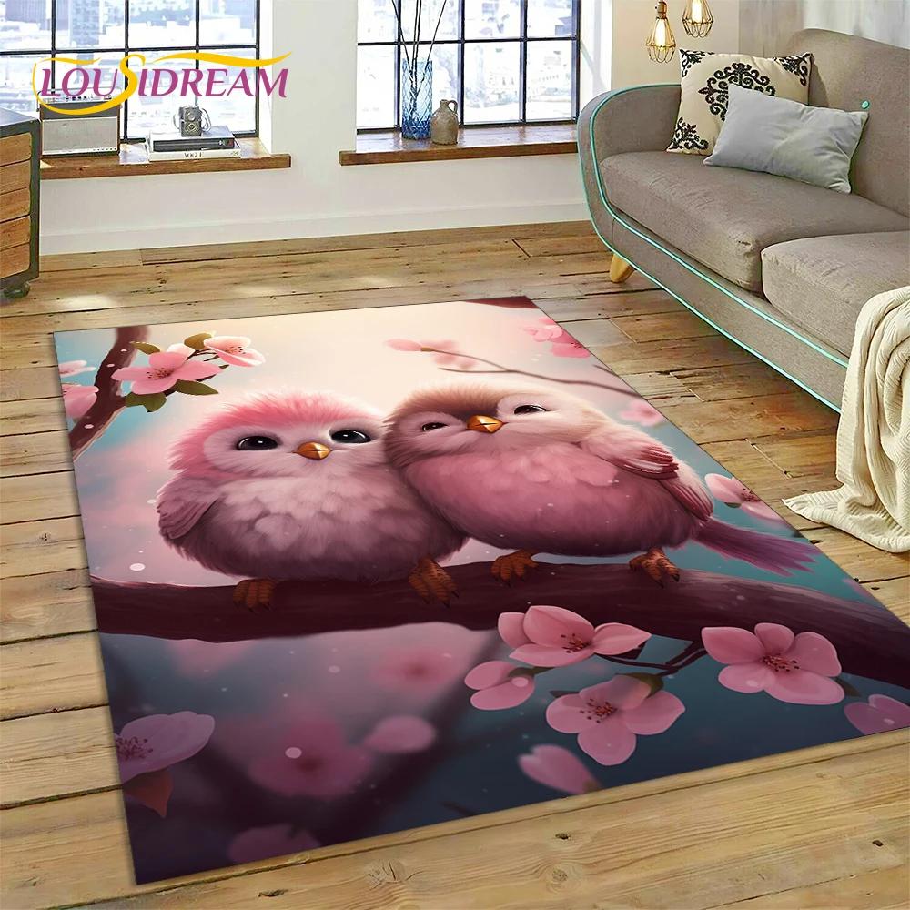 Cute Dream Birds Parrot Peacock Cartoon Rug Carpet for Living Room Bedroom Decor,floor Mat Non-slip Decoration for Sofa Doormat